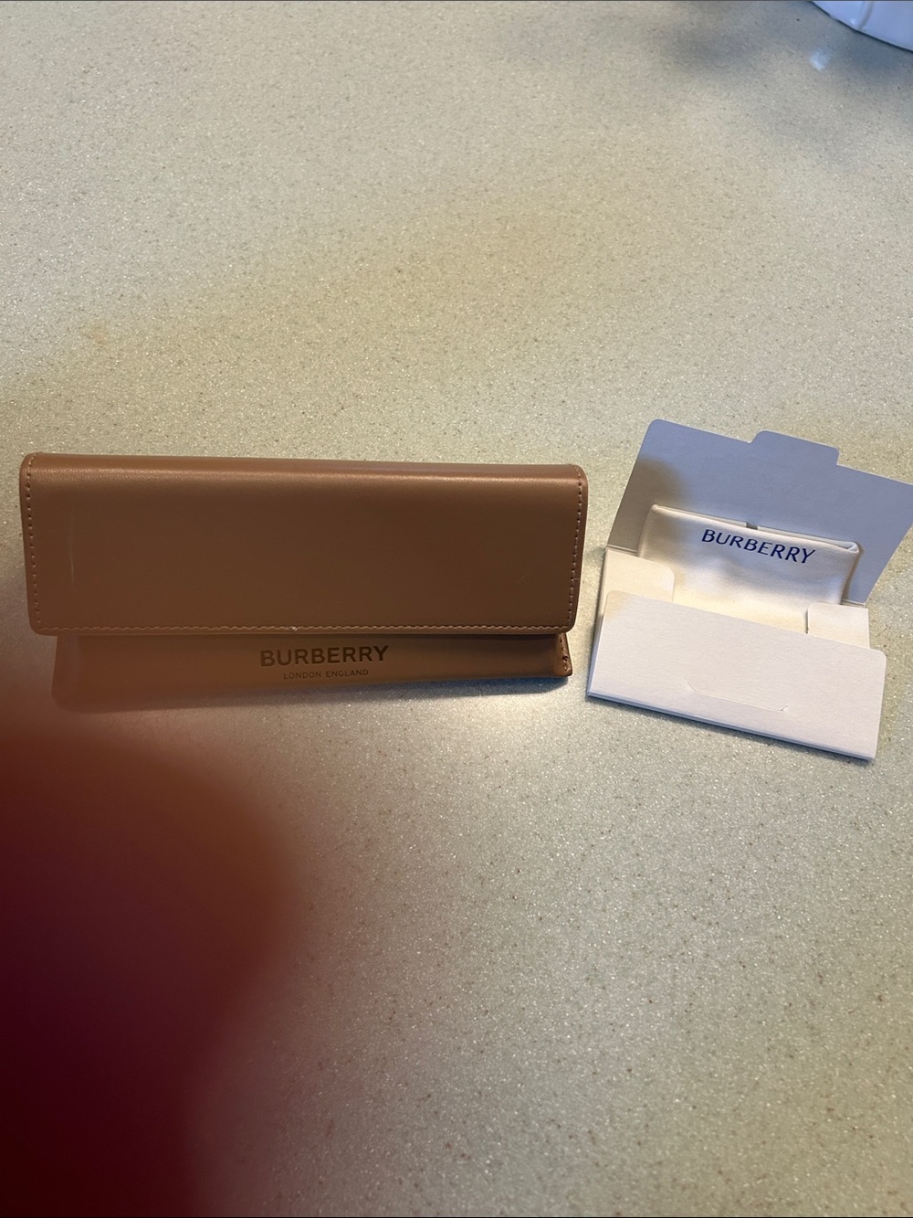 Burberry Beige Leather Glasses Case with Branded Cardholder